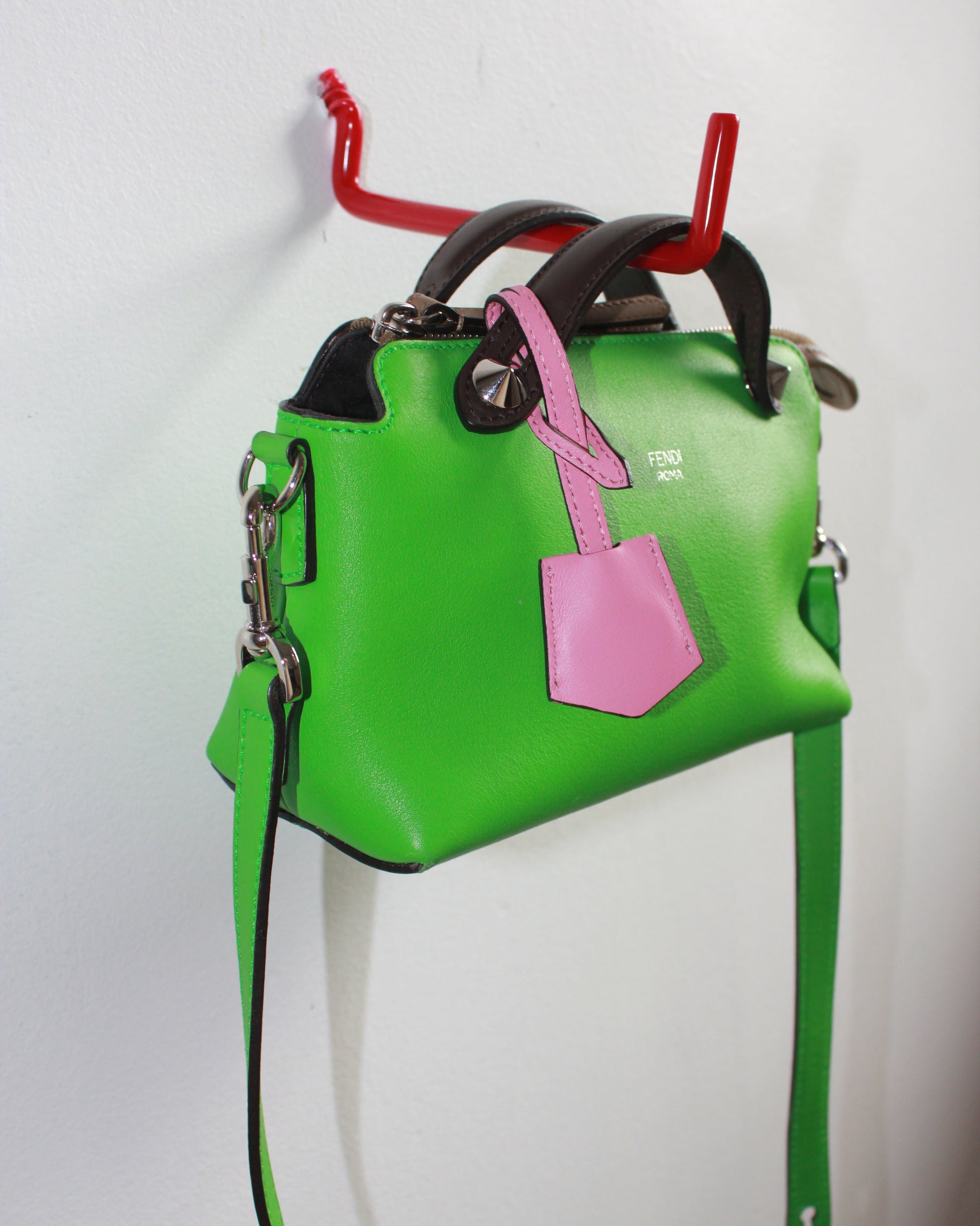 four colour rare green pink and brown leather by the way Fendi bag