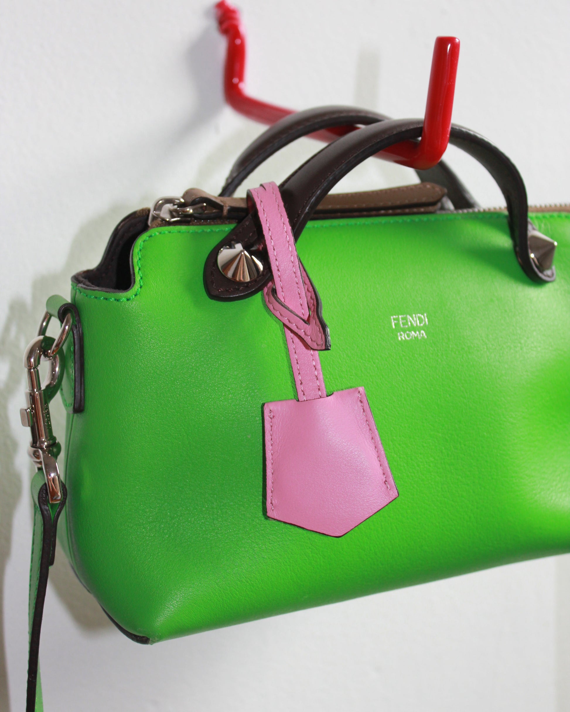 green, pink, brown four colour fendi mini by the way bag
