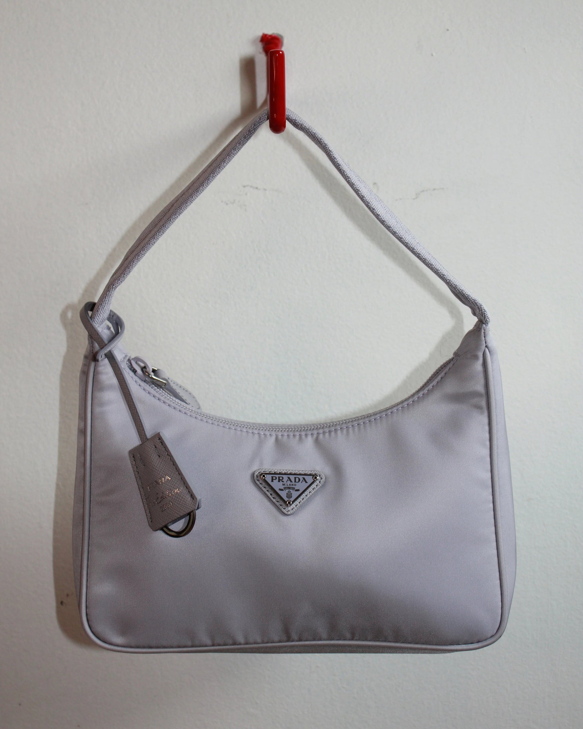 front of prada tessuto re-edition 2000s bag in wisteria